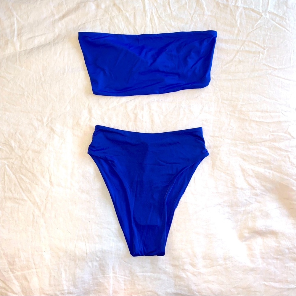 Toluca Cobalt “Hydra” Blue Bandeau / high waist Bikini